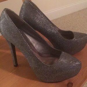 Silver shimmer heels